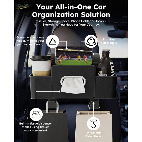2PCS Car Organizers and Storage Box Organizer Back Seat Upgraded Multifunctional Backseat Holder Cup Tissue New Headrest Trunk Holders Keep Ride Clean Organized Breeze Phone Waterproof Drink