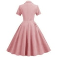 thumbnail image 4 of LOVZFMLL Femme Mode Uni Contrasté Cardigan à Col Tailleur Extensible à Lacets Robe Midi Rose m, 4 of 9