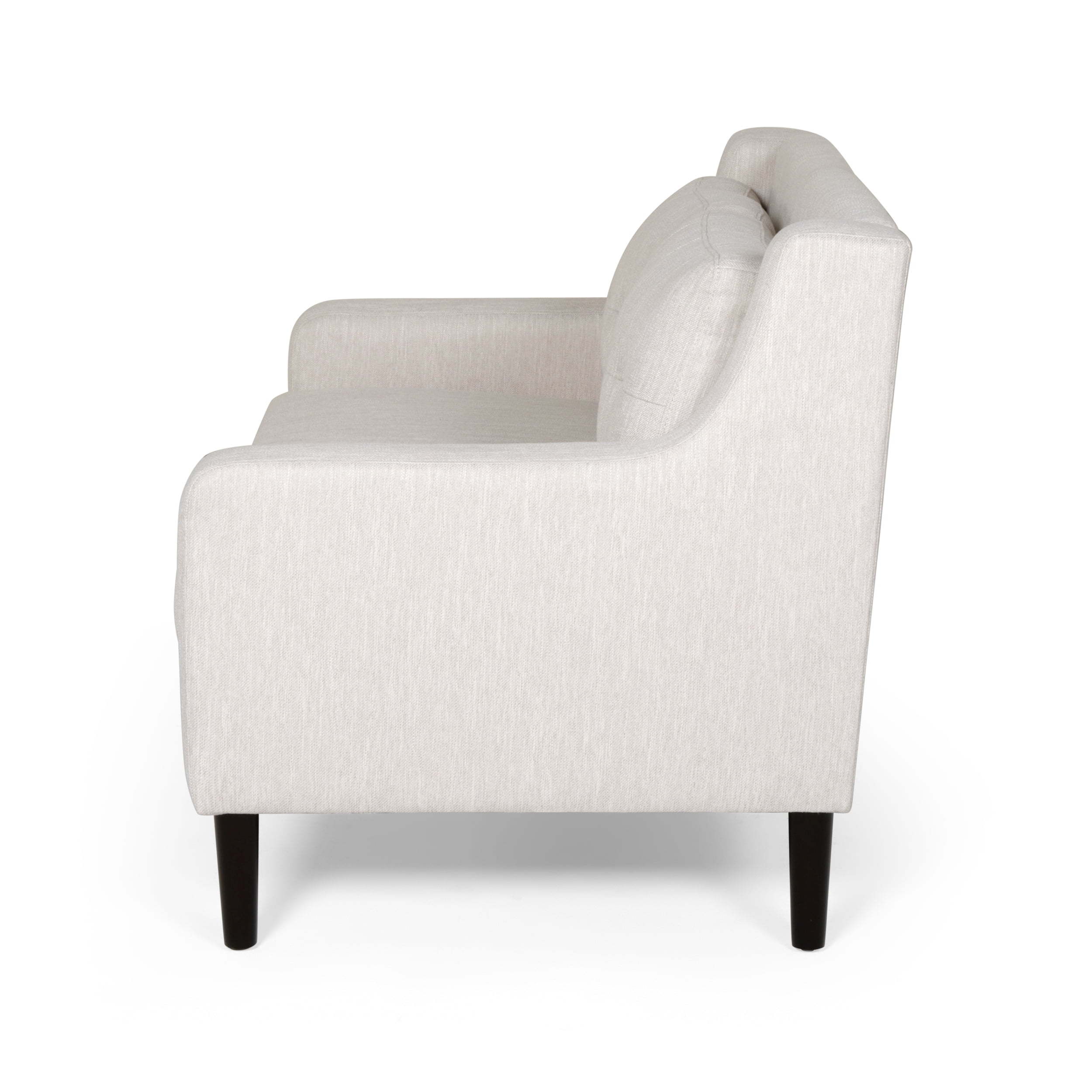Noble House Kayden Indoor Contemporary Fabric Upholstered Loveseat, Beige, Dark Brown