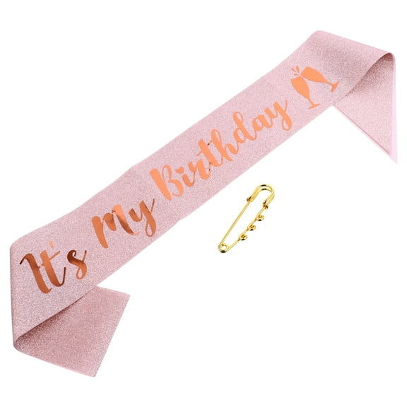 MUSEYA 1 Pc Golden Glitter Cloth Birthday Sash Party Favor for Party Use Shiny and with Birthday Themed Letters 1.5ft x 5.9ft