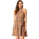 thumbnail image 1 of Vestido Sin Mangas De Rayas Con Cinturón Informal Con Cuello Halter Para Mujer Marrón M Allegra K, 1 of 6