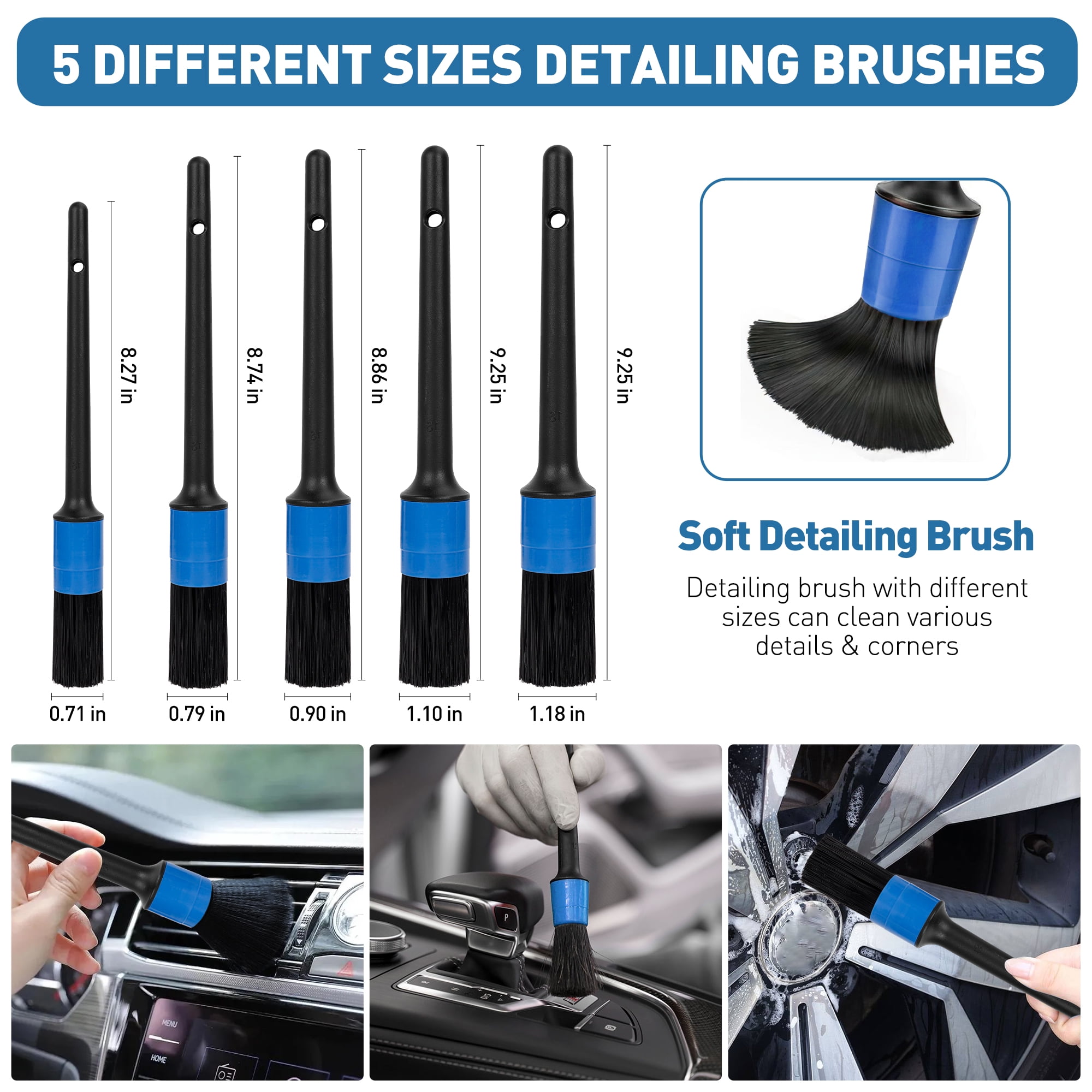 33Pcs Car Detailing Kit, Car Cleaning Kit with Professional Car Detailing Brush Set, Car Wash Kit and Auto Detailing Kit. Reusable Car Wash Brush kit for Interior, Exterior, Dashboard, Wheels,Leather