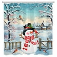 thumbnail image 2 of HVEST Winter Snowman Shower Curtain for Bathroom, Christmas Cardinal Bird and Snowy Tree with Pink Flower Fabric Shower Curtain with Hooks, Farmhouse Snow Scene Bathroom Curtain Shower Set, 72"W x 72", 2 of 7