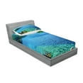 thumbnail image 2 of Ambesonne Nature Fitted Sheet & Pillow Sham Set, Scenic View of Palawan, Twin, Blue Green White, 2 of 2