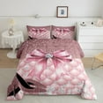 thumbnail image 2 of Erosebridal Pink Bowknot High Heels Bedding Twin Comforter Set,Dreamy Princess Down Comforter,Breathable Reversible Bedding Sets Twin with Comforter,Bling Room Decorative,3pcs, 2 of 8