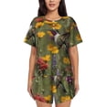 thumbnail image 1 of Fotbe Humming Bird Conjunto de Pijama Estampado para Mujer, 2 Piezas, Ropa de Dormir con Camiseta de Manga Corta y Shorts Suaves-Small, 1 of 6