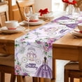 thumbnail image 4 of Happy Birthday Cotton Linen Table Runner for Dining Kitchen, Purple Luxury Dress Crown Carriage Flowers Wedding Outdoor Party Tablerunners, Dresser Scarf Coffee Tablecloth Runners 13x72 Inches, 4 of 8