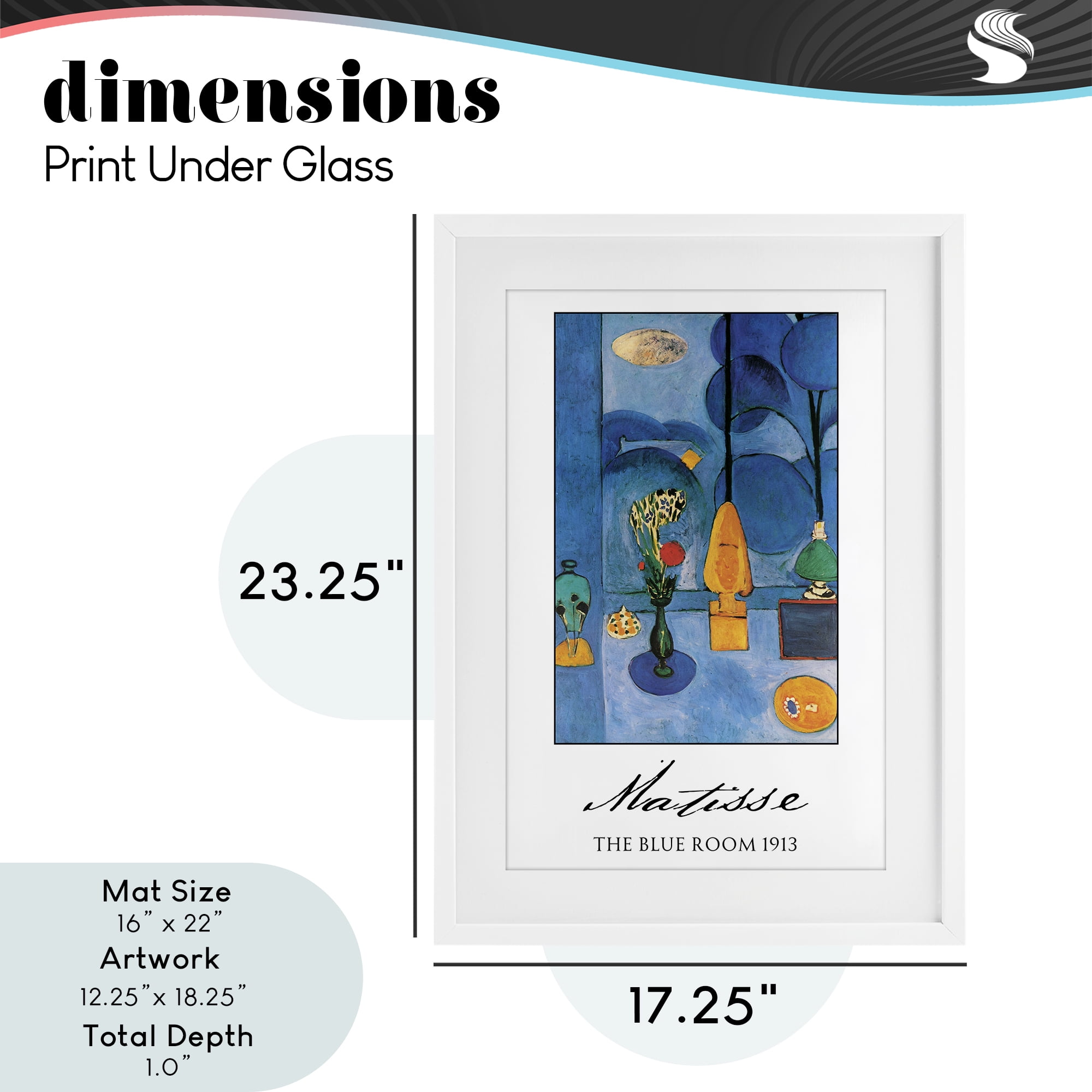 Matisse The Blue Room White Framed Print Under Glass, design by Vintage Hustle