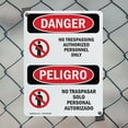 thumbnail image 5 of (2 Pack) No Trespassing Authorized Only Bilingual OSHA Danger Sign 7 Inch X 10 Inch Indoor / Outdoor Rust-Free Aluminum Metal Signs for Workplace, Workshop, and Construction Site, Made, 5 of 8