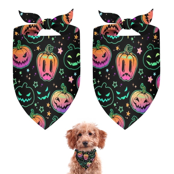 Dog Bandana 2 Pack,Colorful Halloween Pumpkins Bandanas for Dogs,Cat Bandana,Small/ Large Dog Bandana 2 Size,Dog Bandanas Girl Boy