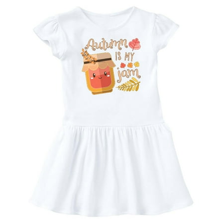 

Inktastic Autumn Is My Jam with Cute Jar and Fall Leaves Gift Baby Girl Dress