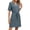 Blue, variant on Delconic Short Sleeve Polo Collar Drawstring Waist Casual Dress for Women Soft Lightweight Waffle Knit Fabric Knee Length Loose Fit Beige L