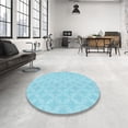 thumbnail image 4 of Ahgly Company Machine Washable Indoor Round Transitional Blue Diamond Blue Area Rugs, 5' Round, 4 of 7