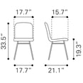 thumbnail image 4 of ZUO Var Modern Dining Chair in Yellow (Set of 2), 4 of 12