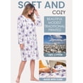 thumbnail image 3 of Casual Nights - Flannel Floral Long Sleeve Nightgowns for Women, Soft Lightweight Cotton & Lace Trim, Comfortable Lounging, Floral Purple X-Large, 3 of 7
