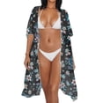 thumbnail image 4 of FKELYI Kimono Cover Up for Women Summer Beach Coverup Frangipani Flower Sea Turtle Print Half Sleeve Kimono Cardigan Sheer Beachwear Comfy Resort Wear for Ladies Casual Outfit, 4 of 6