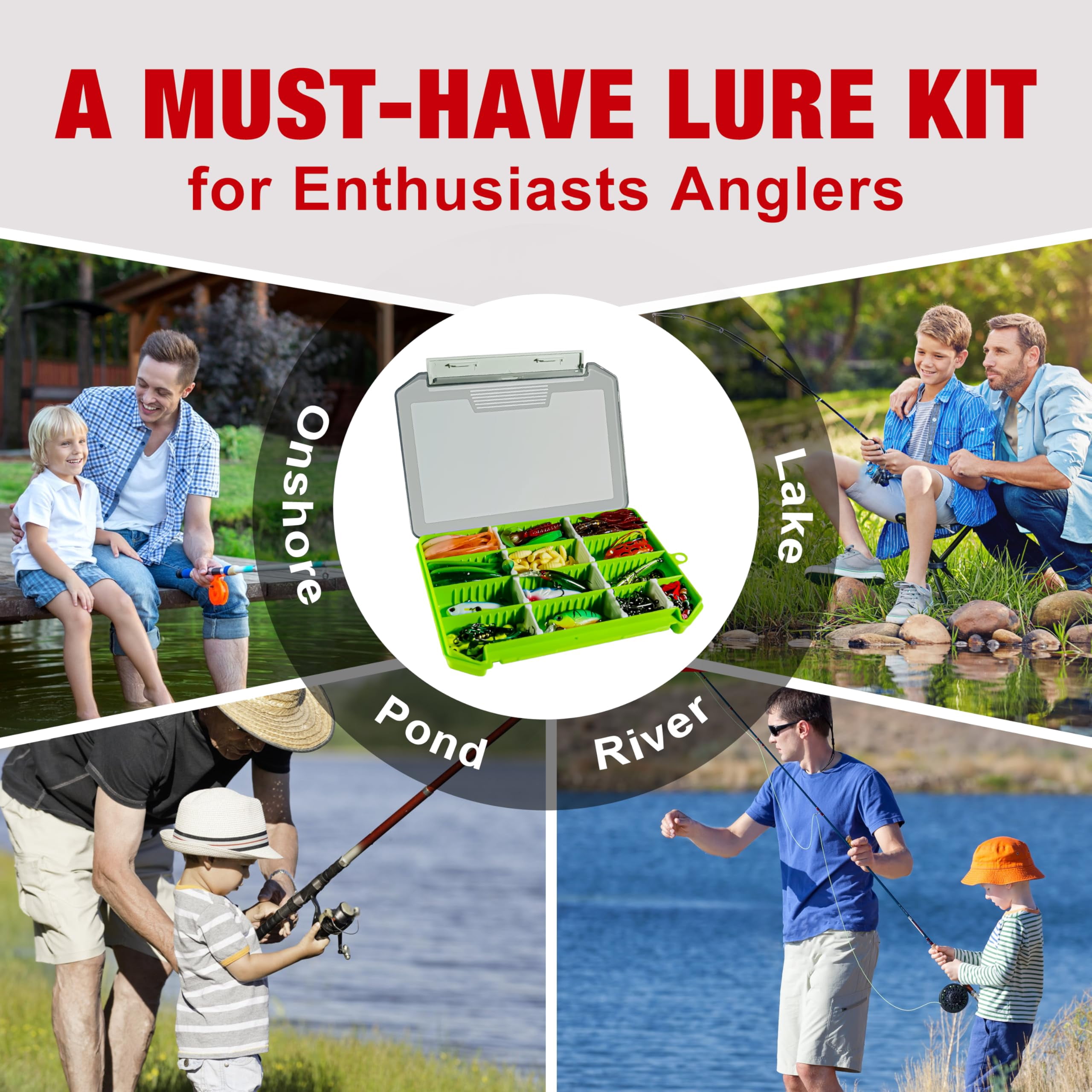 Fishing Lures Accessories Kit With Tackle Box  Hooks Minnow Crankbait Frog Popper Lure Worm Spoon Spinner Bait For Bass Crappie Gear Freshwater Equipment Gifts Men