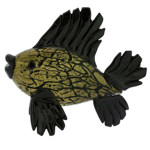GlassOfVenice Murano Glass Black Tropical Fish