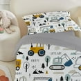 thumbnail image 2 of Toddler Bedding Sets for Baby Boys Girls Kids Construction Toddler Crib Comforter Set Flat Sheet Fitted Sheet and Pillowcase 4 Pieces White Truck Vehicles Excavator Cars, 2 of 4