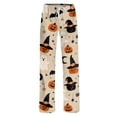 thumbnail image 5 of Fabrcox Halloween Woman Pajama Pants Funny Ghost Pumpkin Moon Sleep Pants for Women Fall Winter Festival Soft Womans Lounge Pants Khaki M, 5 of 6