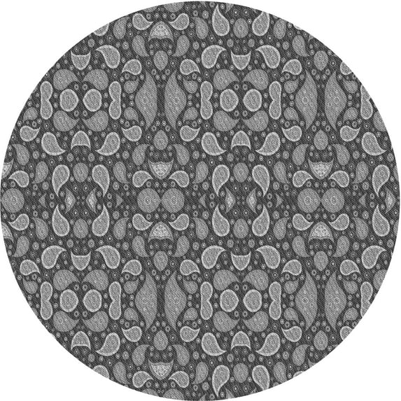 Ahgly Company Indoor Round Patterned Dark Gray Area Rugs, 6' Round