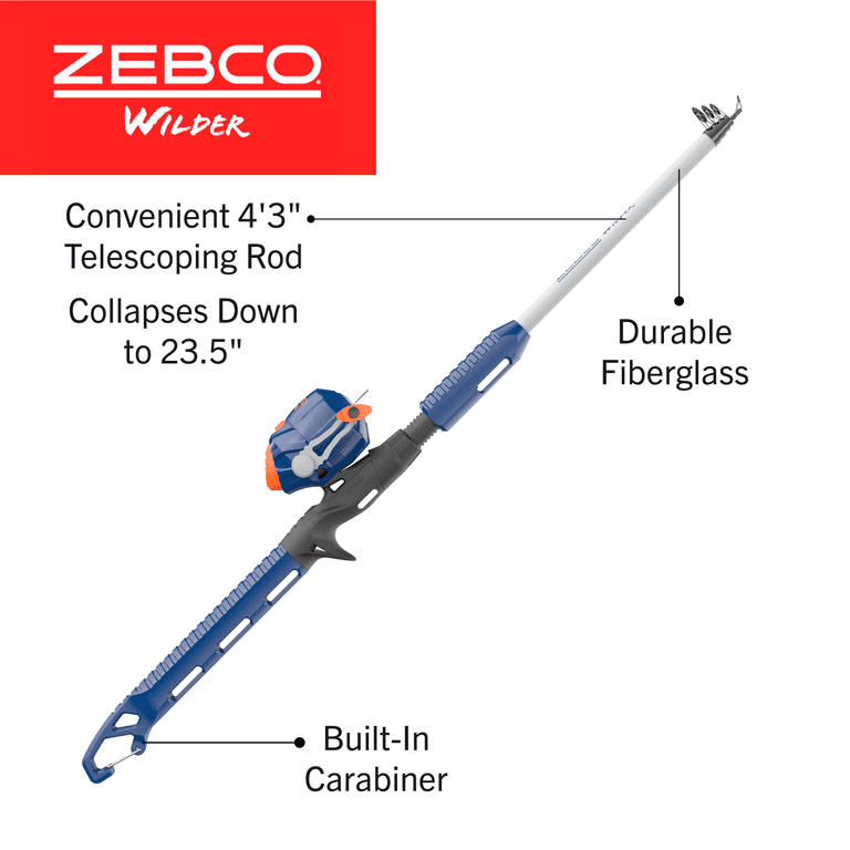 Zebco Kids Wilder Spincast Reel and Telescopic Fishing Rod Combo