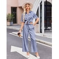 thumbnail image 3 of Ekouaer Silk Pajamas for Womens Set 2 Piece Satin Pjs Soft Button Down Sleepwear Wide Leg Long Pants with Pockets, 3 of 6