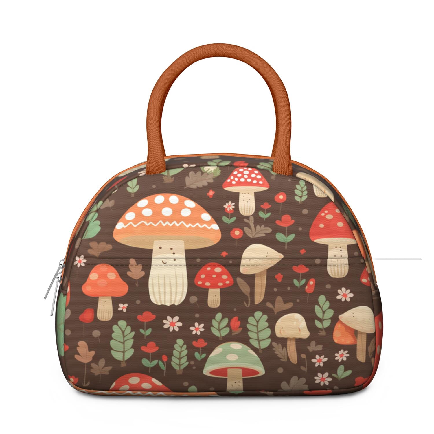 Vintage Mushroom Lunch Box – Reusable Insulated Bag with Botanical Fungi Design, Ideal for Work or Outdoors