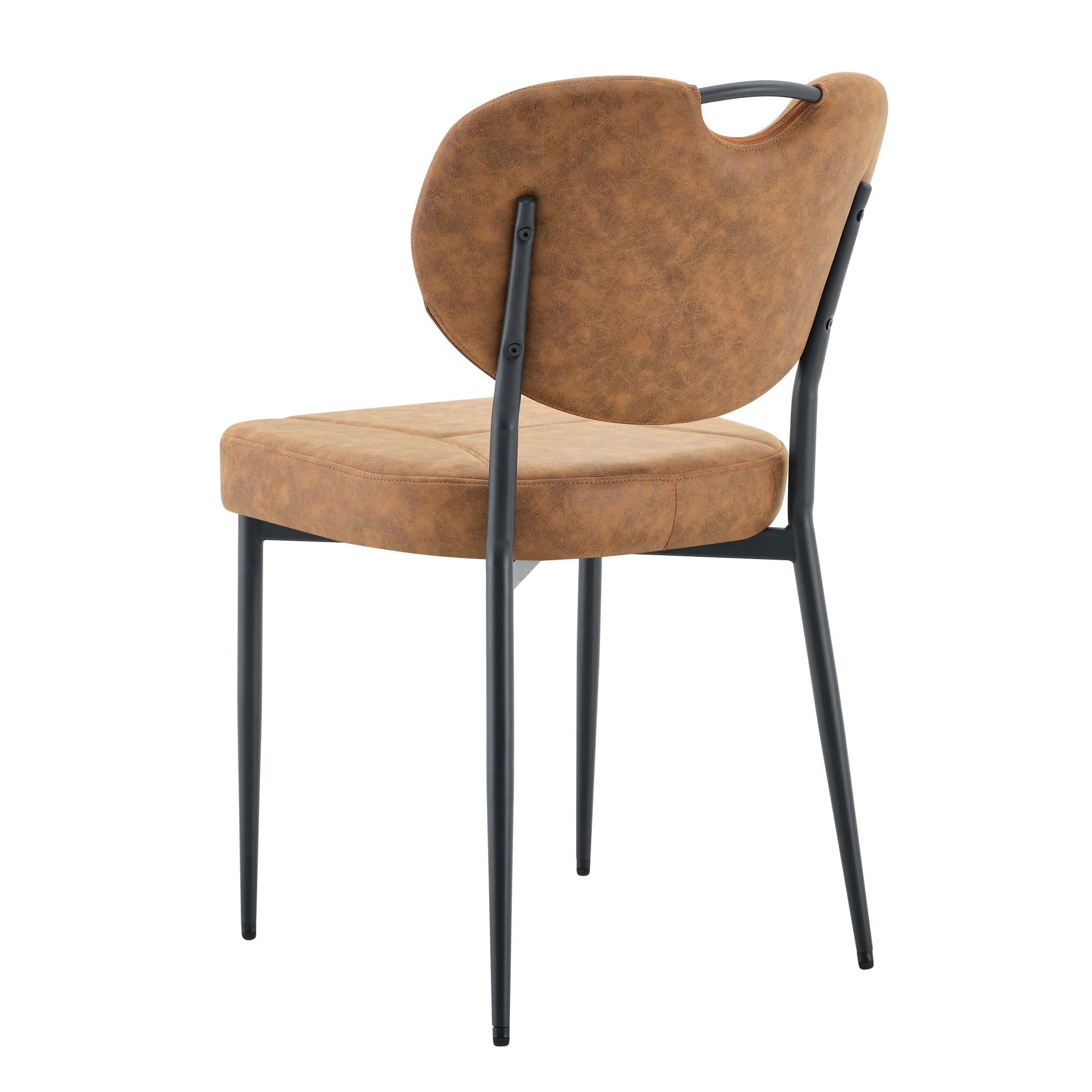 Leumius Dining Chairs Set of 2, Premium Leather Upholstered Dining Room Chairs, High-Resilience Sponge Padding, Metal Legs with Spray Coating Finish for Dining Room Living Room Brown