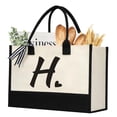 thumbnail image 1 of shenee Bolsa de lona con inicial, bolsa de yute de playa personalizada, regalo para mujeres, vacaciones, amigos, regalo de cumpleaños, boda, Año Nuevo, 1 of 5