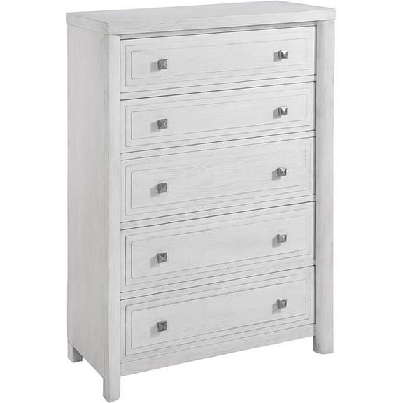 Sunset Trading Dover 5 Drawer 58"H Bedroom Storage Chest Cerused White Oak Wood