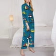 thumbnail image 4 of Kll Cartoon Transportations Print Women'S Long Sleeve Pajamas With Pants Sleepwear Loungewear 2 Set-Medium, 4 of 9