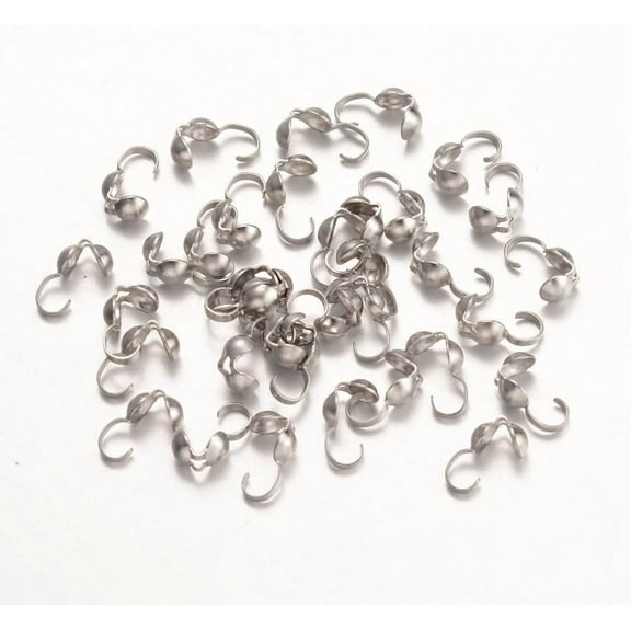 Tarnish Resistant 316 Surgical Stainless Steel Bead Tips Calotte Ends Clamshell Knot Cover Stainless Steel Color 9x4mm about 140pcs/10g