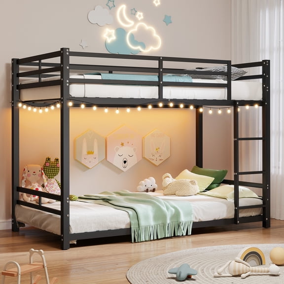 LIZEVINC Metal Twin over Twin Bunk Bed, Metal Bunkbeds with Ladder and Full-Length Guardrail, Easy Climbing, Space-Saving Twin Bunk Beds for Younger, Teens & Adults, No Box Spring, Black 2