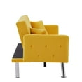 thumbnail image 4 of Convertible Sofa Bed, 75 Inch Linen Fabric Tufted Upholstered Accent Sofa Loveseat with Adjustable Back and Sturdy Legs, Folding Futon Sofa Bed Sleeper Couch Daybed for Living Room Bedroom, Yellow, 4 of 7