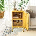 thumbnail image 4 of Single Door Lockable Metal End Table & Children's Bedside Table, 2-Tier Storage Cabinet with Adjustable Shelf, Easy Assembly Side Table for Living Room Bedroom Home Office Yellow, 4 of 7
