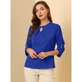 thumbnail image 3 of INSPIRE CHIC Women's Work Pleated Shirred 3/4 Sleeve Pullover Top, 3 of 6