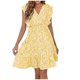 thumbnail image 1 of Vestido estampado de verano para mujer Vestido ajustado de manga corta con cuello en V Vestido de playa Vestido de sol Vestido midi fluido con volantes Fridja  bnh3732, 1 of 6