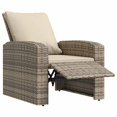 thumbnail image 3 of vidaXL Garden Reclining Chair with Cushions Light Brown Poly Rattan, 3 of 5