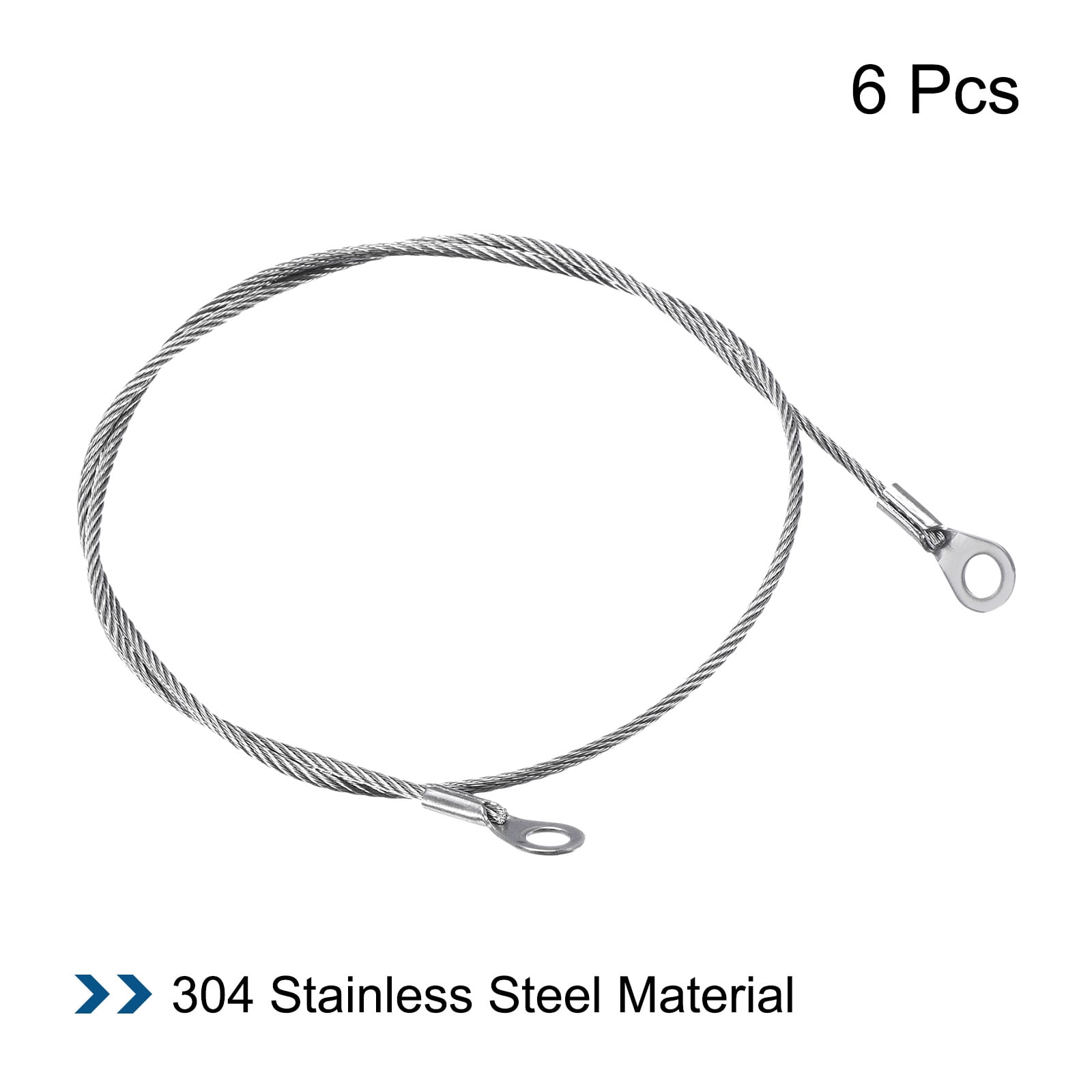 Unique Bargains Stainless Steel Lanyard Cable Eyelets Ended Wire Silver Tone 2mmx50cm