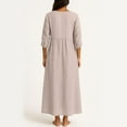 thumbnail image 4 of Cotton Linen Dresses for Women 2025 Fall Long Length Sleeve V Neck Maxi Dress Boho Vacation Beach Sundresses Light pink L, 4 of 4
