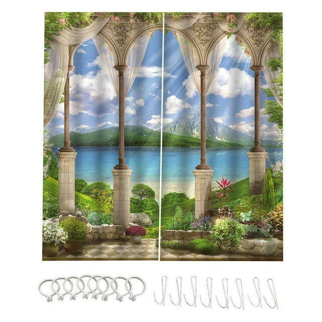 MesaSe Rideau avec Motif Vue sur la Mer Décoration Rideau Imprimé Lavable en Machine