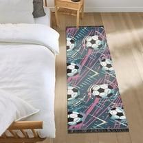 Soccer Balls Runner Area Rug 2x6 Soft Non-Slip Washable Bedside Carpet for Hallway Bedroom Living Room Home Decor