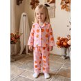 thumbnail image 3 of Cjfdfy Toddler Baby Girls Halloween Pajama Set Pumpkin Bow Print Button Down Long Sleeve Tops And Pants Infant Cute My First Halloween Holiday Sleepwear 1-6Y, 3 of 9