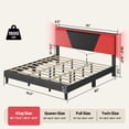 thumbnail image 3 of Bestier King Size Bed Frame with LED Adjustable Storage headboard, PU Leather Upholstered Platform Bed, Black & Red, 3 of 9