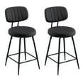 thumbnail image 2 of Furniliving 26" Modern Bar Stools Set of 2, Upholstered Swivel Counter Height Barstools with Back and Footrest, Adjustable Faux leather Barstool for Kitchen Island,Dining Room.Black, 2 of 10