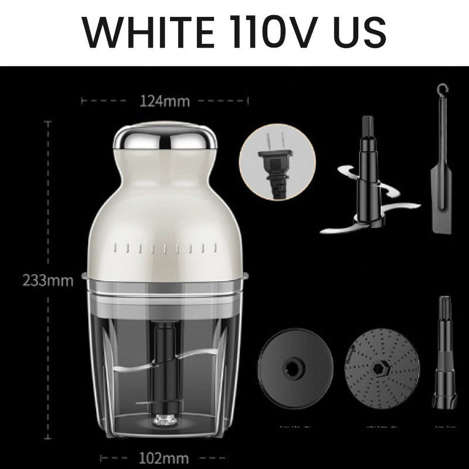 FHBVT Multifunctional Mini Food Processor 500ml Large Capacity Powerful Motor Detachable Stainless Steel Blade Meat Grinder Juicer Whisk Small Kitchen Appliance for Home Cooking Baby Food Making