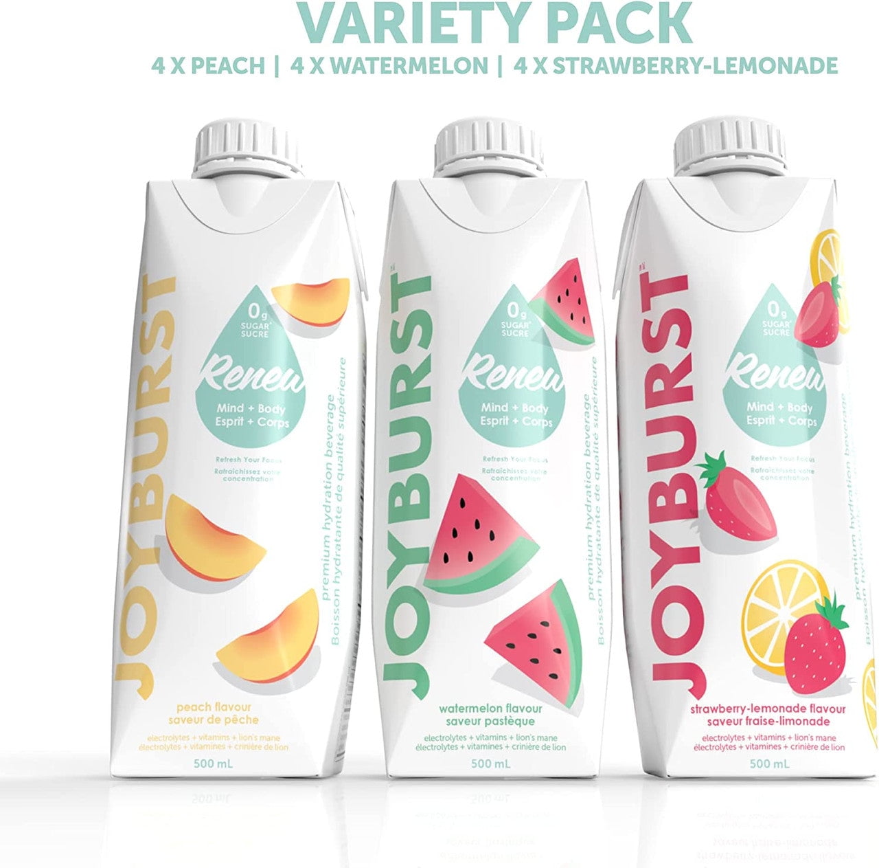 Joyburst Renew Premium Hydration Beverage, Variety Pack, 12 x 500mL/17.5 oz