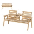 thumbnail image 3 of Natural Wooden Bench with Foldable Middle Table  2-3 Person  Fir Wood 710 LBS Capacity, 3 of 10