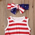thumbnail image 2 of 4th Of July Clothes Newborn Baby Girl Independence Day American Flag Stripe Star Romper With Headband, 2 of 6